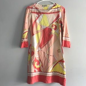 Barbara Gerwit 3/4 sleeve multi colored dress. EUC